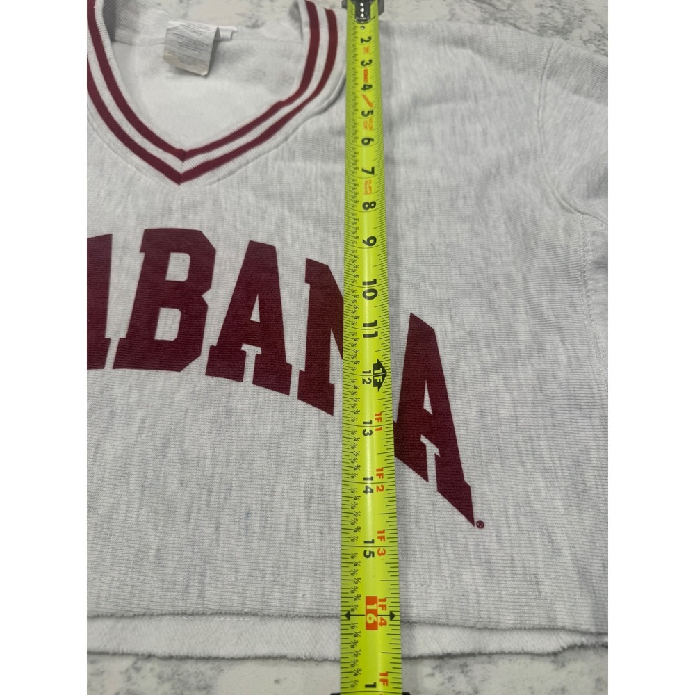 Champion Reverse Weave Alabama Crimson Tide Cropped V-Neck Sweatshirt Gray Small - Picture 9 of 11